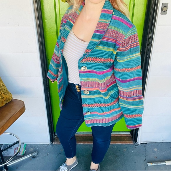 bright colorful native southwest color stripe blazer jacket - Picture 3 of 12